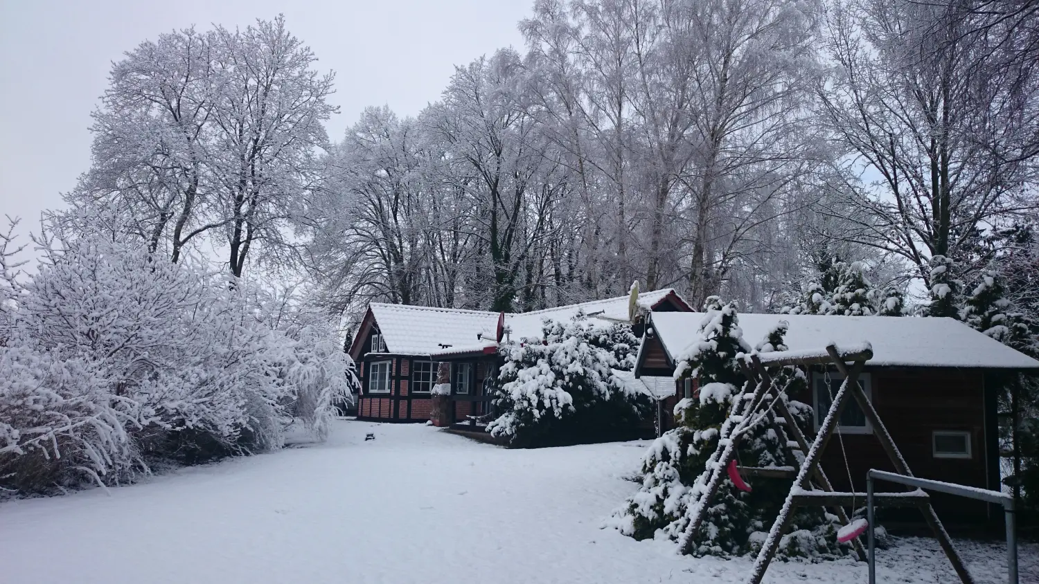 Ferienhaus am Drewensee Schneefall